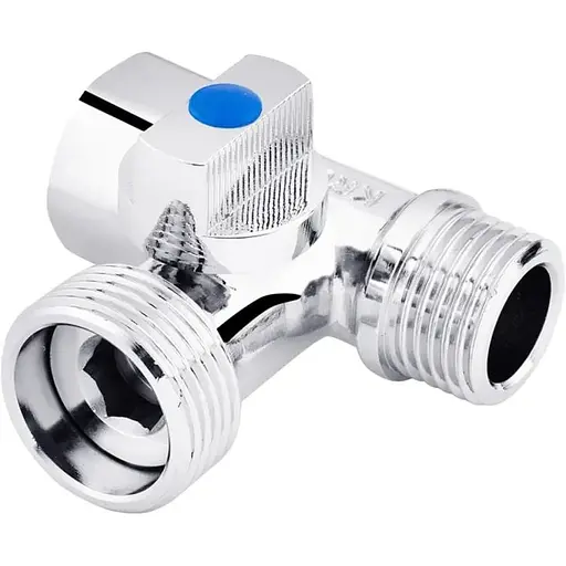 Кран приладовий 3-х ходовий Kroner KRP Eckventil C103 1/2''х3/4''х1/2'' ЗЗВ (CV027378) - фото 1