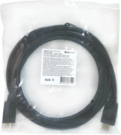 Кабель HDMI M-M, 2.0м, V1.4, Defender, черный, HDMI-07 - фото 3