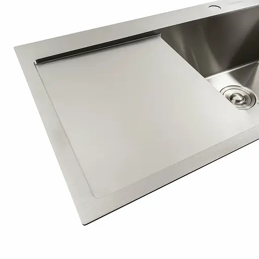 Кухонная мойка нержавейка 78x48 R Platinum Handmade (два отверстия, круглый сифон 3,0/0,8), Нержавеющая сталь - фото 6