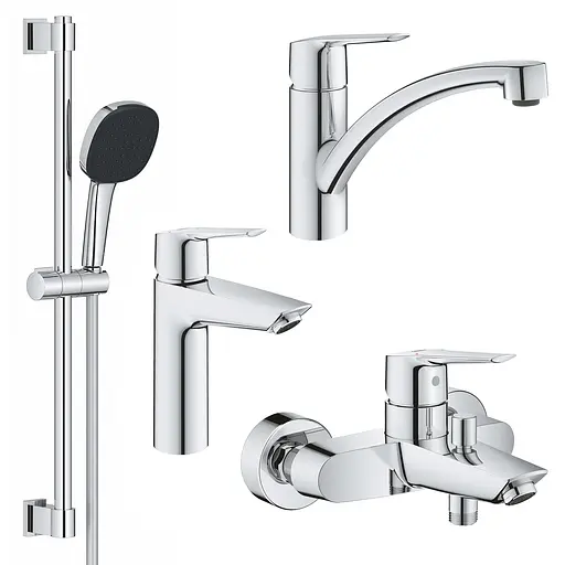 Набір змішувачів 4 в 1 для ванної кімнати та кухні Grohe QuickFix Start M-Size UA202301KE, Хром - фото 1
