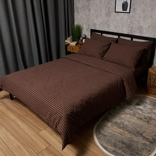 Комплект постельного белья Moon&Star Бязь Gold Люкс Espresso Lines King Size 220x240 наволочки 4х50х70 - фото 1