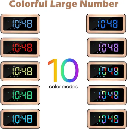 Будильник ANNNGUL Wake Up Light, супергучний цифровий будильник з кольоровим світлом RGB, диммер, режим будніх днів/вихідних - фото 5