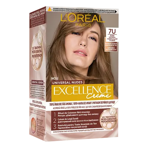 Стойкая крем-краска для волос L'Oreal Paris Excellence Crème Universal Nudes 7U Универсальный русый 192 мл