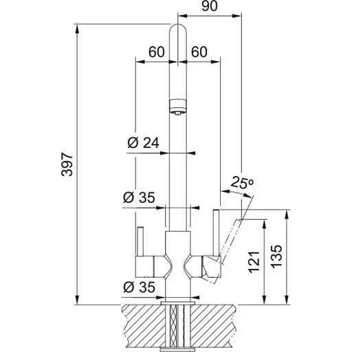 Смеситель для кухни Franke Lina Clear Water, длина излива - 272 мм, поворотный, 1+1 фильтр, хром - фото 4