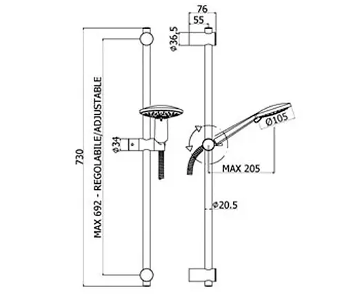 Душовий гарнітур Paffoni ZSAL 194 CR, Хром - фото 2