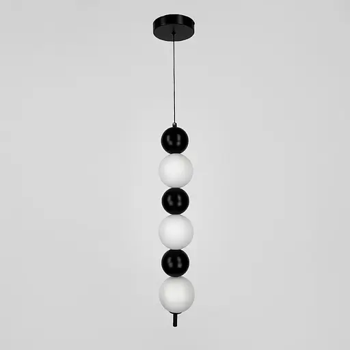 Світлодіодний підвіс із чорними та білими кульками 60 см | Line F | Арт. NO22/3 BK - фото 1