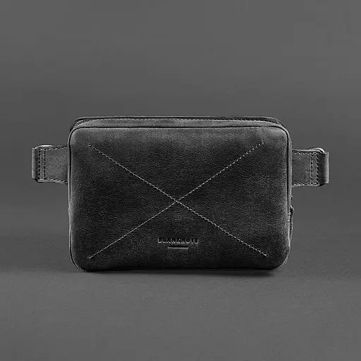 Шкіряна поясна сумка Dropbag Mini чорна Crazy Horse - фото 9