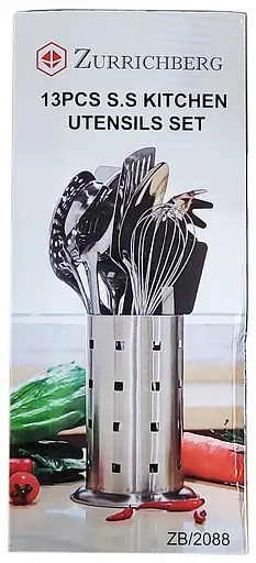 Набір кухонного приладдя Zurrichberg ZB/2088 на стійці з нержавіючої сталі 13 предметів Сріблястий - фото 4