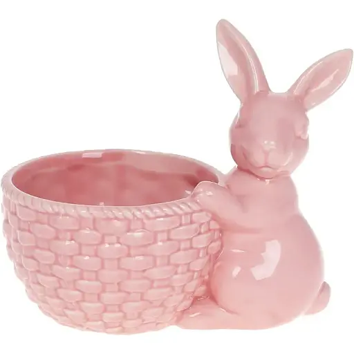 Конфетница BonaDi декоративный Кролик с корзиной 16 см розовый (733-390)