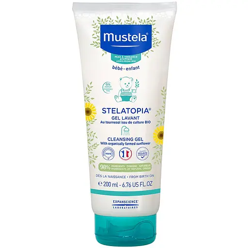 Нежный очищающий гель Mustela Stelatopia для атопической кожи 200 мл - фото 1