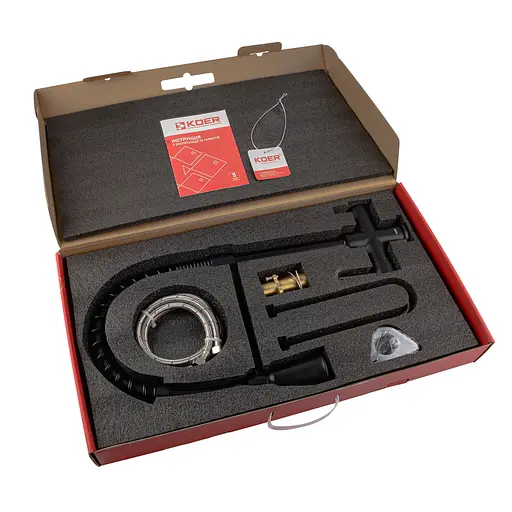 Змішувач для кухні на дві води з гнучким виливом Koer KB-72025-05 KR5015 Чорний матовий - фото 2