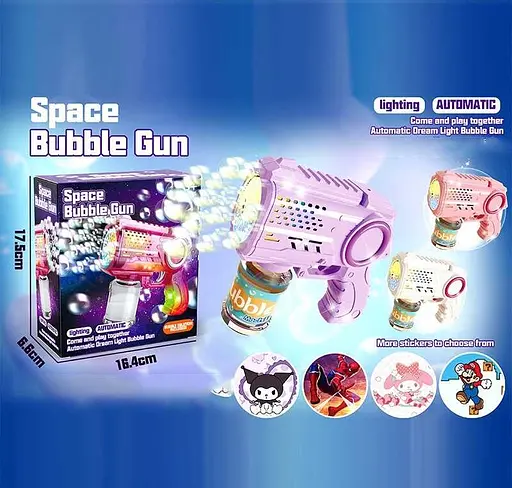 Пістолет з мильними бульбашками, зі світловими ефектами, автоматичний, з мильним розчином (В асортименті) 7780H - фото 2