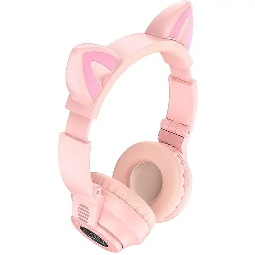 Бездротові Bluetooth навушники Borofone BO18 Cat Ear рожевий