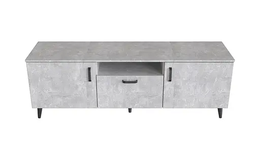 Тумба Лестер на конусних ніжках Ferrum-decor 48x139x38 Чорний метал ДСП Бетон 16 мм (FRD-106801) - фото 2