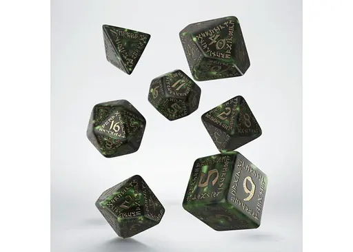 Набор кубиков Runic Bottle-green & gold Dice Set , 7 шт. (SRUN05) - фото 2