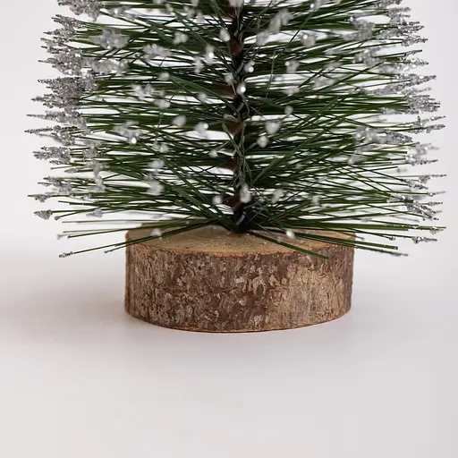 Новорічна декоративна настільна ялинка засніжена Стріла 25 см на дерев'яній підставці Lugi SOK-М-12-1 - фото 4