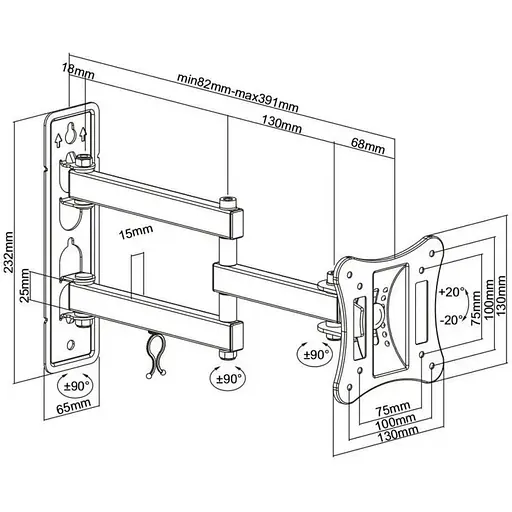 Настенный крепеж Brateck LDA23-113 - фото 2