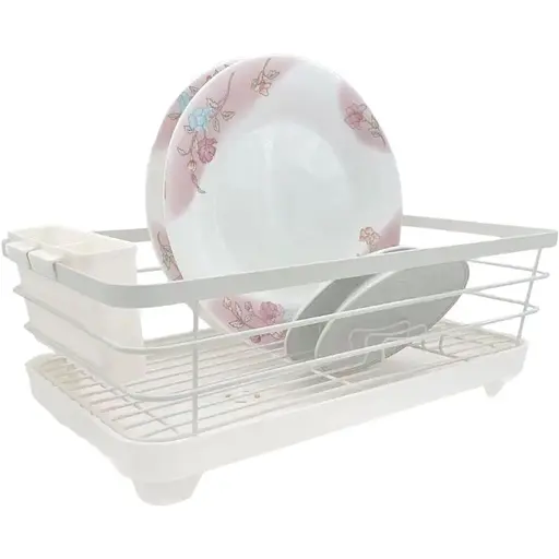 Сушарка для посуду Lemax з тримачем дя приборів біла (LF-634)