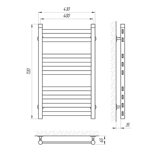 Водяна рушникосушка Laris Кватро П9 400x700 71207563, Хром - фото 2