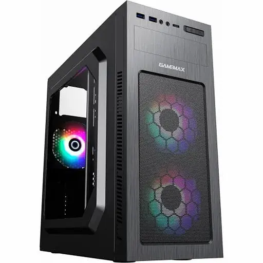 Корпус GameMax MT525-2U3TYC Black, без БП, Mid Tower, ATX/Micro ATX/Mini ITX, 2хUSB 3.0, Type-C, 3x120mm, 417x200x425 мм (MT525-2U3TYC-3FAN)