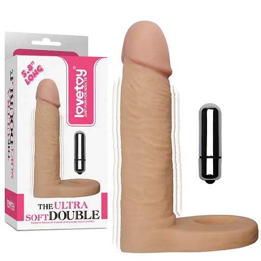 Насадка на пенис Lovetoy The Ultra Soft Double Vibrating 5.8 " 14.7 см телесный - фото 2