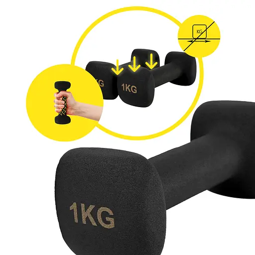 Гантелі вінілові Cornix Square 2 x 1 кг XR-0406 Black - фото 5