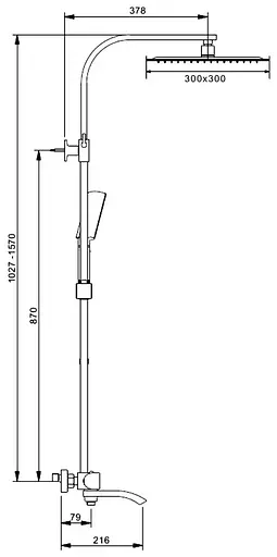 Душова система з термостатом Gappo G2407-40, вилив - перемикач на лійку, хром - фото 7