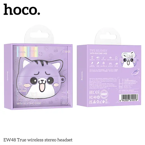 Навушники Hoco EW48 TWS | BT5.3, 30/300mAh, 4h | purple cat - фото 4