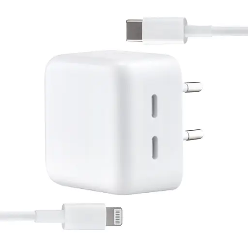 Мережевий зарядний пристрій Apple 35W Dual USB-C Power Adapter With Cable Type-C to Lightning High c0py Білий - фото 1