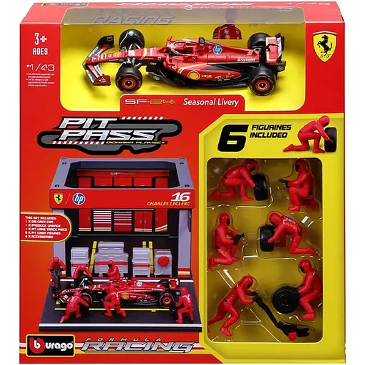 Ігровий набір Формула-1 Pit Pass Ferrari SF-24 Bburago 18-36862 #16 - фото 4