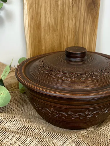 Супник Козацький керамічний (глиняний) різьблений Декор 4 л - фото 2