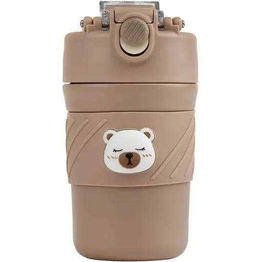 Термос Elisey "Cute bear" дитячий 420 мл з трубочкою кавовий (9185-007)