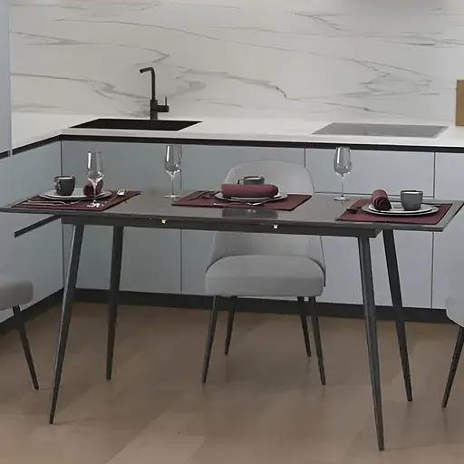 Стіл кухонний розкладний Данді на конусних ногах Ferrum-decor 75x120(160)x60 Чорний метал ДСП Сосна Кембра 16 мм (FRD-106770)