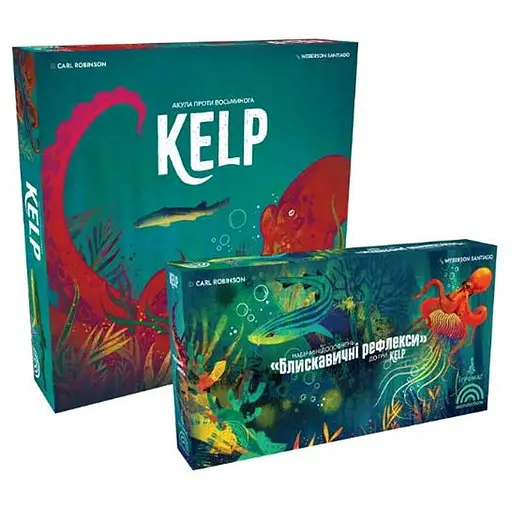 Настольная игра Ігромаг Kelp: Акула против Осьминога (Kelp: Shark vs Octopus) + дополнение Молниеносные рефлексы (Brilliant Behaviours Mini Expansion Set) (укр.) (8089) - фото 1