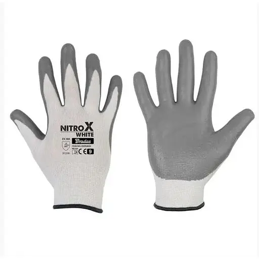 Рукавички захисні Bradas NITROX WHITE нітрил розмір 9 RWNWH9 - фото 1