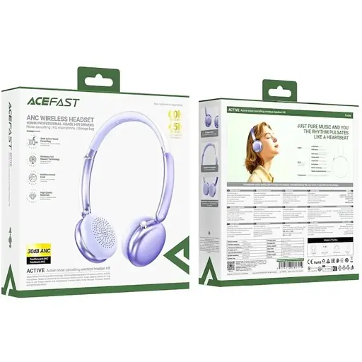 Беспроводные наушники Acefast H8 active noise cancelling wireless headset Silver - фото 2