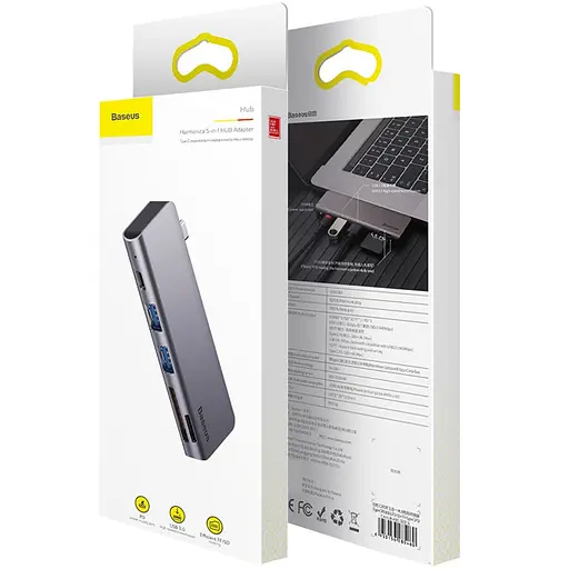 Перехідник Hub Baseus Harmonica 5-in-1 (CAHUB-K) Сірий - фото 6