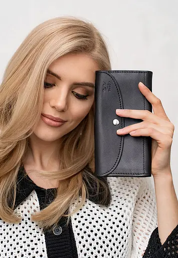 Кожаный кошелек Smart Wallet черный краст - фото 3