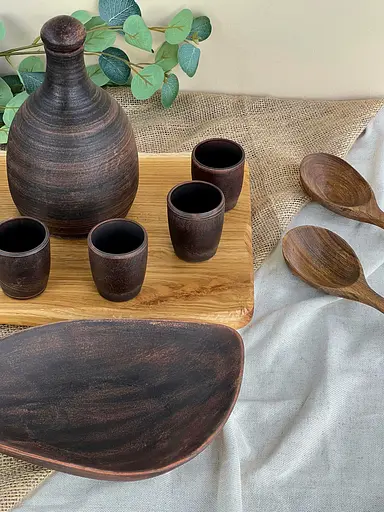 Столовый сервиз подарочный керамической (глиняной) посуды Гладкий - фото 2