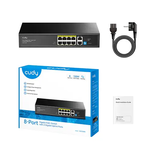 PoE-коммутатор 10-портовый неуправляемый Cudy GS1010PE 8 портов PoE+ гигабитный 120W (73-00502) - фото 2