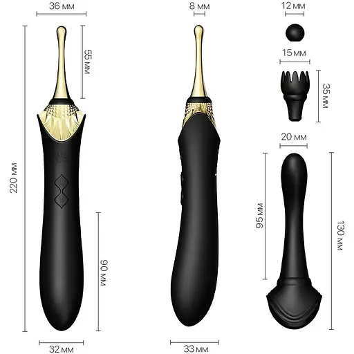 Вагінально-кліторальний вібратор Zalo - Bess Obsidian Black - фото 2