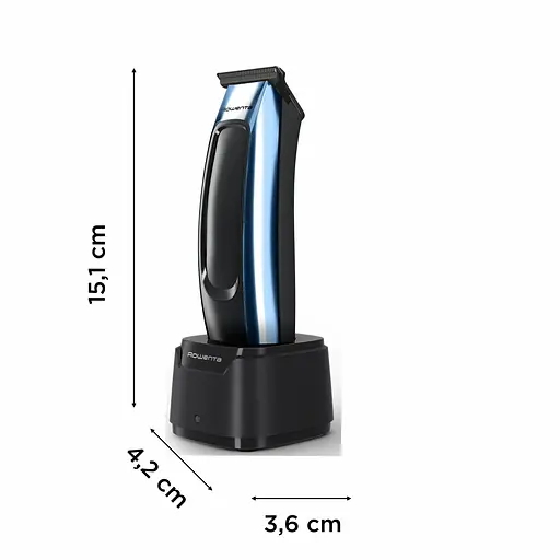 Триммер Rowenta Barber Experience, для головы, бороды, сеть+акум., роторный мотор, насадок-5, нержавеющая сталь с покрытием DLC, черно-синий - фото 3