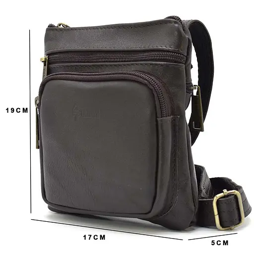 Кожаная мужская сумка через плечо TARWA 19х17х5 см sum0025704 - фото 8