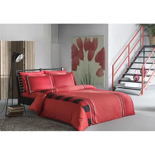 Комплект постільної білизни TAC Mabel Red Сімейний Різнобарвний 000229402