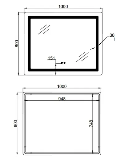 Дзеркало Lidz Kubis (KU2) 1000х800 мм з LED-підсвічуванням Touch LD78LF6141008048450 - фото 11