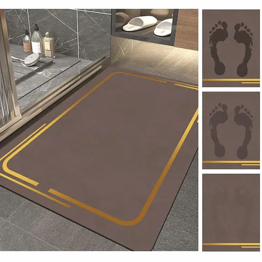 Суперпоглощающий Диатомитовый Коврик Aquarius для ванной 60 х 90 см Коричневый Мрамор - фото 3