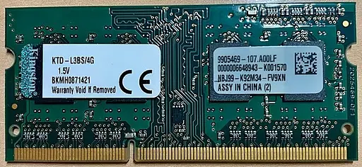 Оперативна пам'ять для ноутбука Kingston SO-DIMM DDR3 4GB 1333MHz PC3-10600 1Rx8 Б/В - фото 2