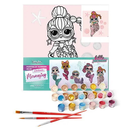 Картина по номерам "L.O.L. Surprise! Mermaids Neon QT" Идейка KHO6264, 40х40 см - фото 2