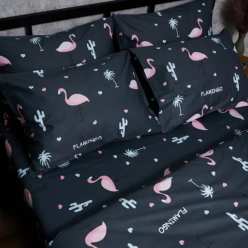 Комплект постільної білизни Moon&Star Satin Elit Flamingo King Size 220x240 см наволочки 4х70х70 см - фото 5