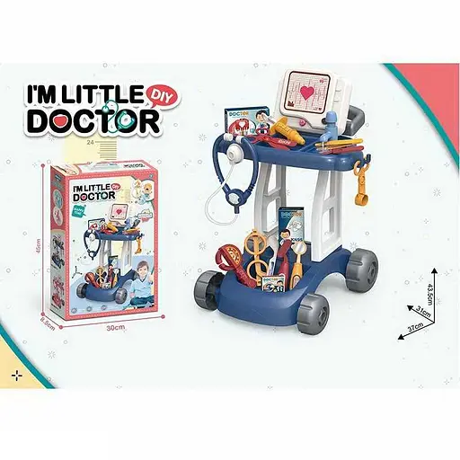 Набор доктора 8837-2, столик на колесах, ЕКГ-апарат, звук, свет, аксессуары, в коробке (6946617108279) - фото 3